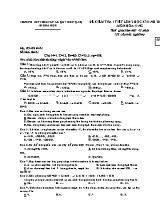 Đề kiểm tra 1 tiết lần 2 học kỳ II môn Hóa học Lớp 11 (Nâng cao) - Năm học 2018-2019 - Trường THPT chuyên Lê Quý Đôn